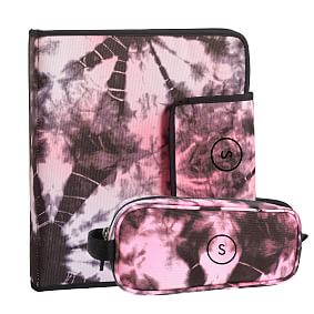 Santa Cruz Tie Dye Homework Holder &amp; Pencil Case, Pink/Black