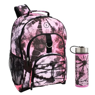 Santa Cruz Tie-Dye Pink/Black Backpack & Slim Water Bottle Bundle