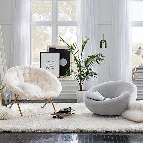 Polar Bear Faux Fur Ivory Hang-A-Round Chair