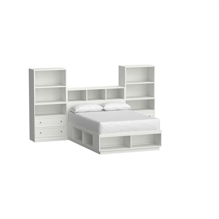 Stack Me Up Storage Bed, 2 Two Drawer, 2 Cubby Bookcase Tower Set