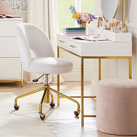 Chunky Boucle Ivory Andie Swivel Desk Chair