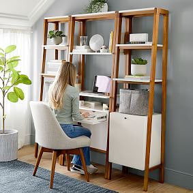 west elm x pbt Modern Standing Wall Desk &amp; Narrow Bookshelf Set