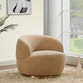 Flynn Faux-Lamb Wool Swivel Chair