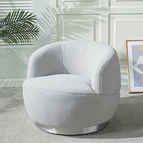 Flynn Faux-Lamb Wool Swivel Chair