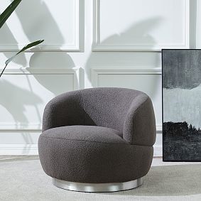 Flynn Faux-Lamb Wool Swivel Chair