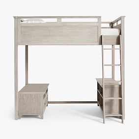 Hampton Loft Bed Set, Loft, Bookcase, Media, Full, Brushed Fog