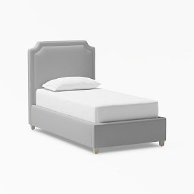 Ava Upholstered Bed, Single, Everyday Velvet Light Grey