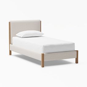 Averil Upholstered Bed, Single, Eco Performance Textured Weave Oat