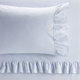 Washed Cotton Ruffle Stripe Sheet Set