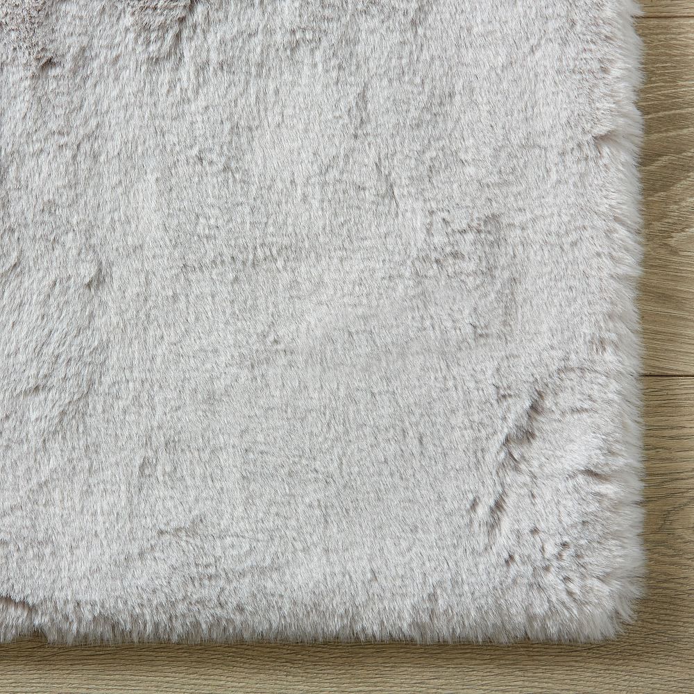 Open Box:  Washable Faux-Bunny Fur Rug - Stone Grey