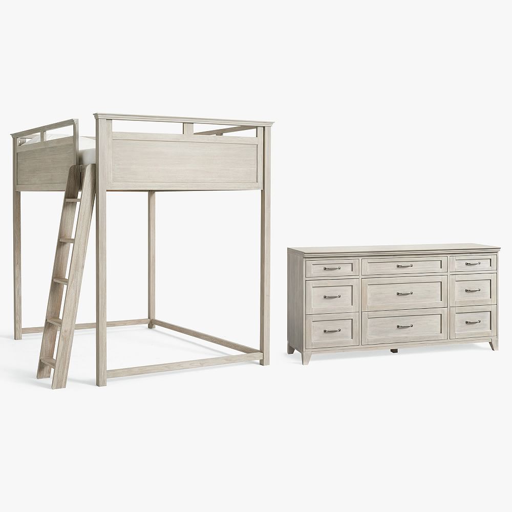Hampton Loft Bed &amp; 9-Drawer Dresser Set