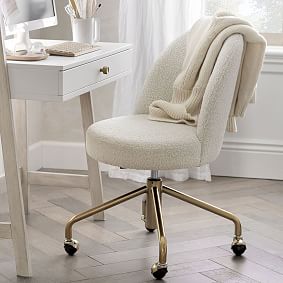 Chunky Boucle Ivory Andie Swivel Desk Chair