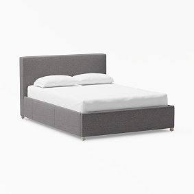 Jamie Upholstered Storage Bed, Full, Brushed Crossweave, Charcoal