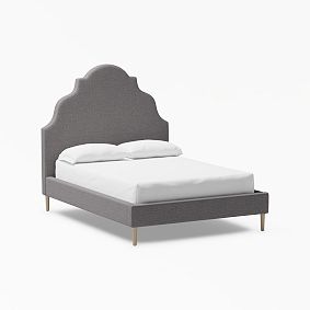 Dahlia Upholstered Bed, Double, Brushed Crossweave Charcoal