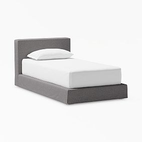 Jamie Slipcovered Classic Bed, Single, Brushed Crossweave Charcoal