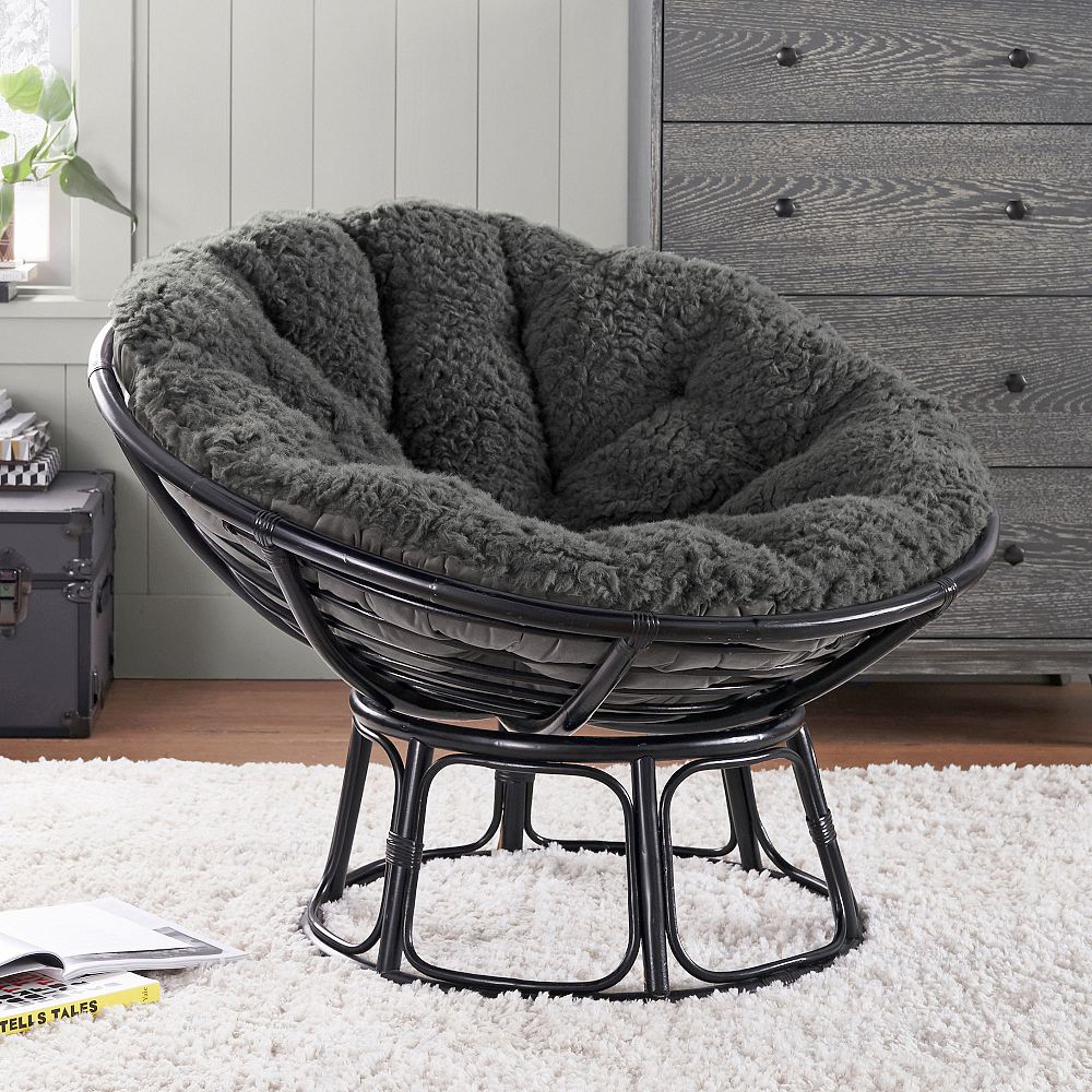 Jumbo Sherpa Charcoal Papasan Chair