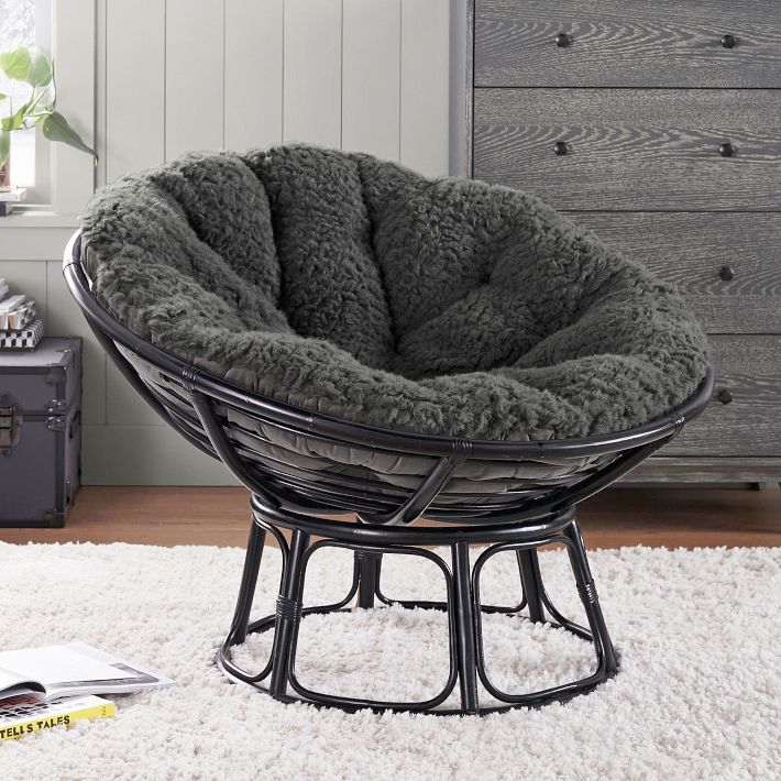 Jumbo Sherpa Charcoal Papasan Chair