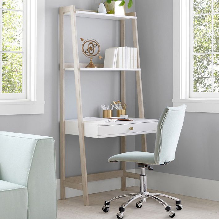 White ladder desk with shelves discount