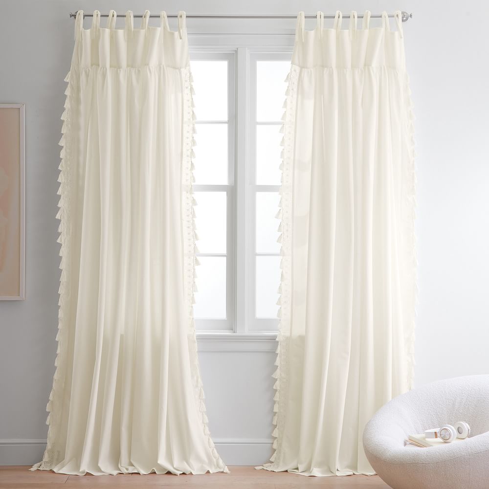 Boho Crochet Trim Curtain