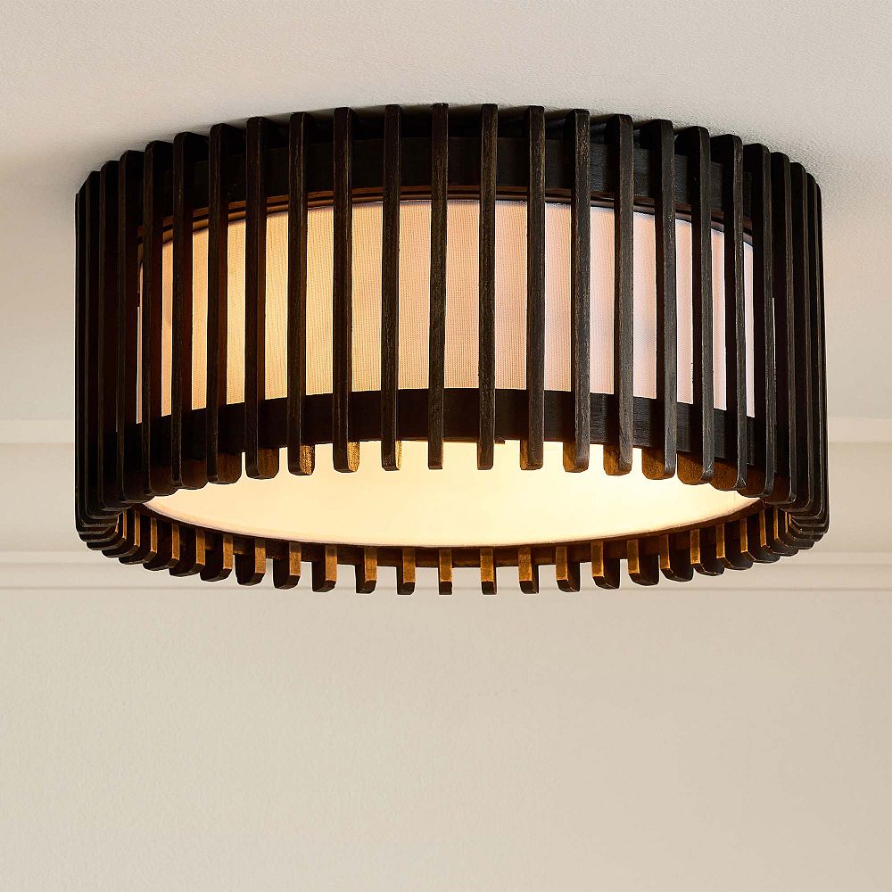 Blaine Wooden Drum Flush Mount (17&quot;)