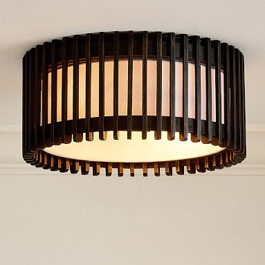 Blaine Wooden Drum Flush Mount (17")
