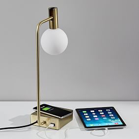 Modern Deco Wireless Charging &amp; USB Task Lamp (18&quot;)