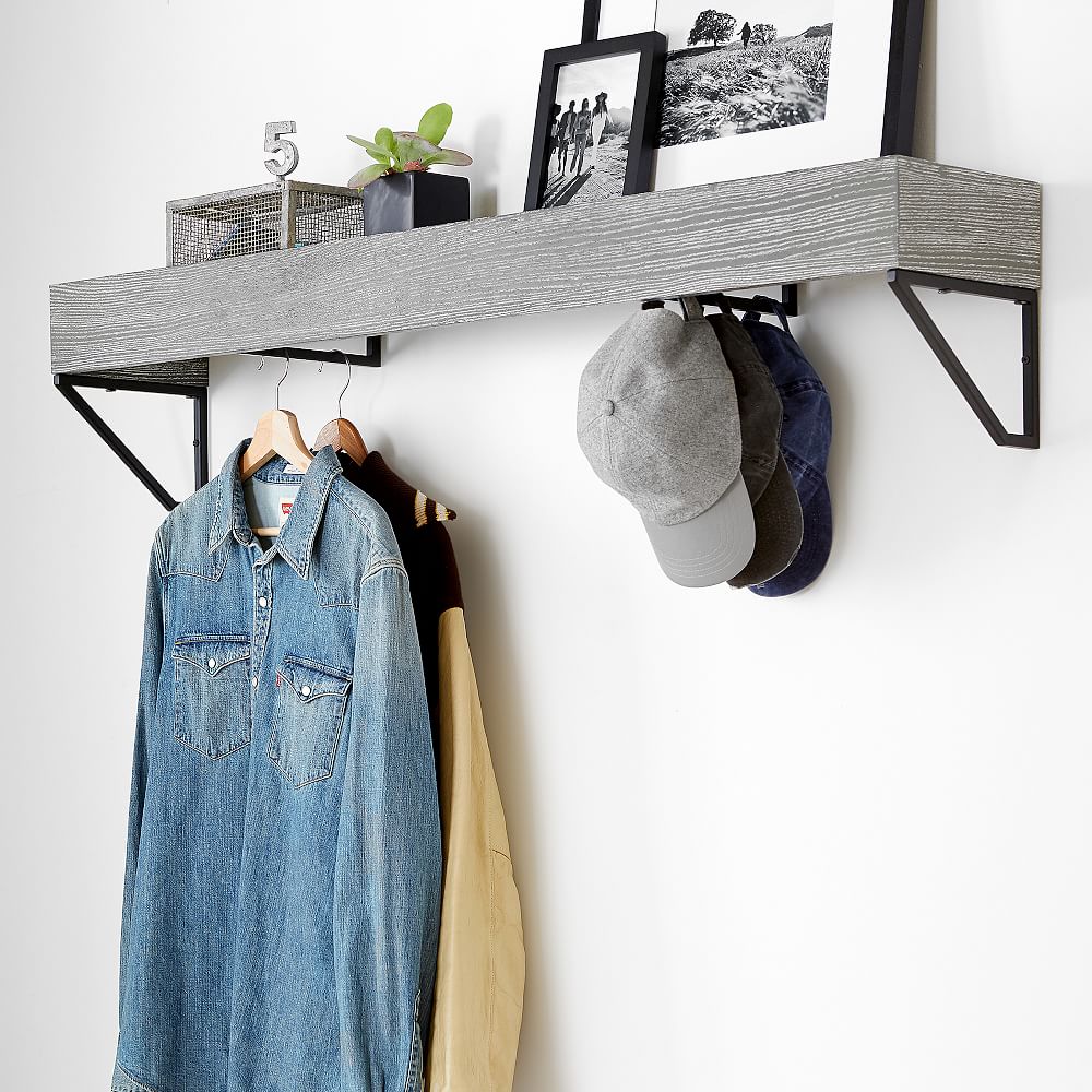 Double Wide Metallic Trim Shelf with Clothing Bar