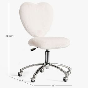 Polar Bear Faux-Fur Heart Airgo Swivel Desk Chair