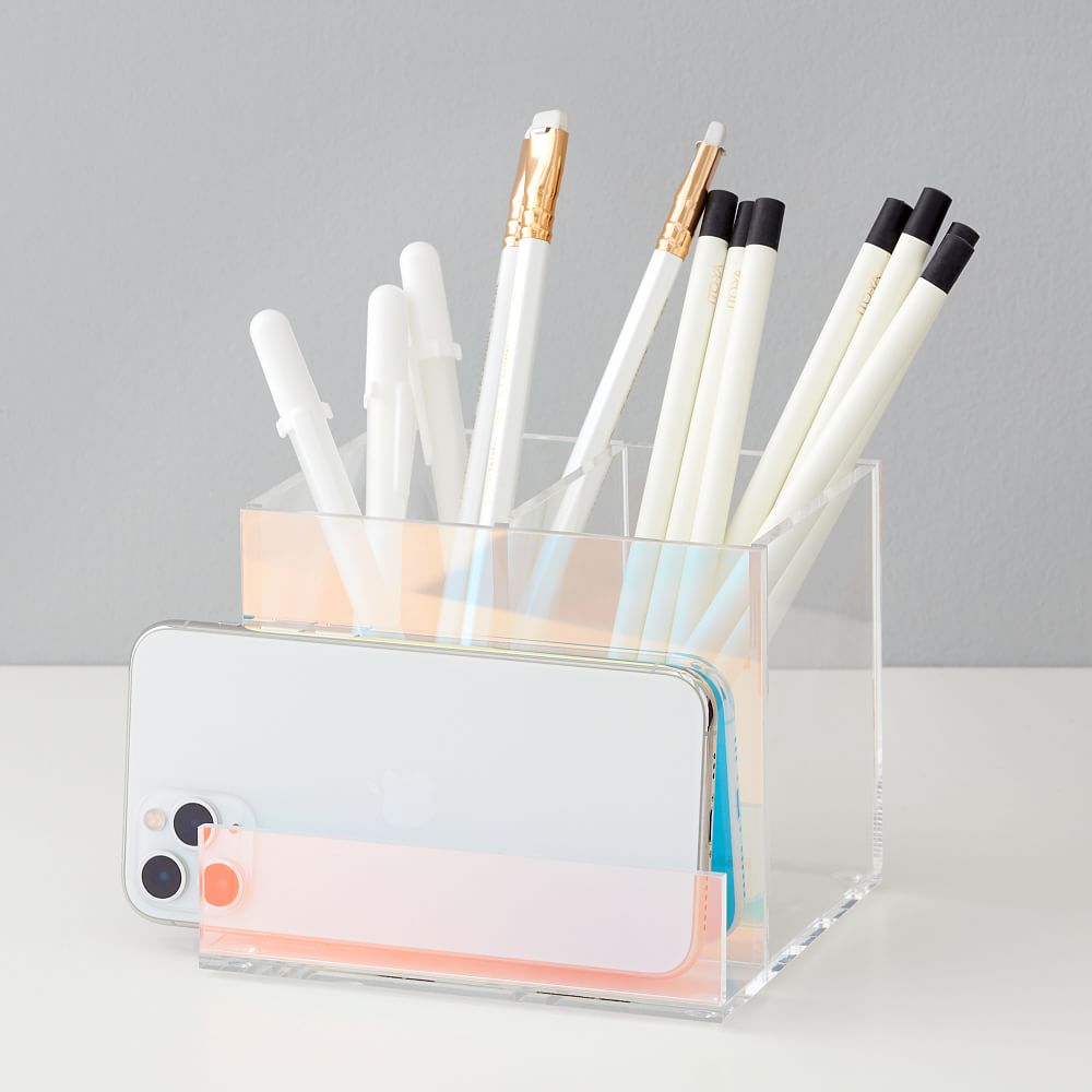 Acrylic Iridescent Pencil Cup/Phone Holder