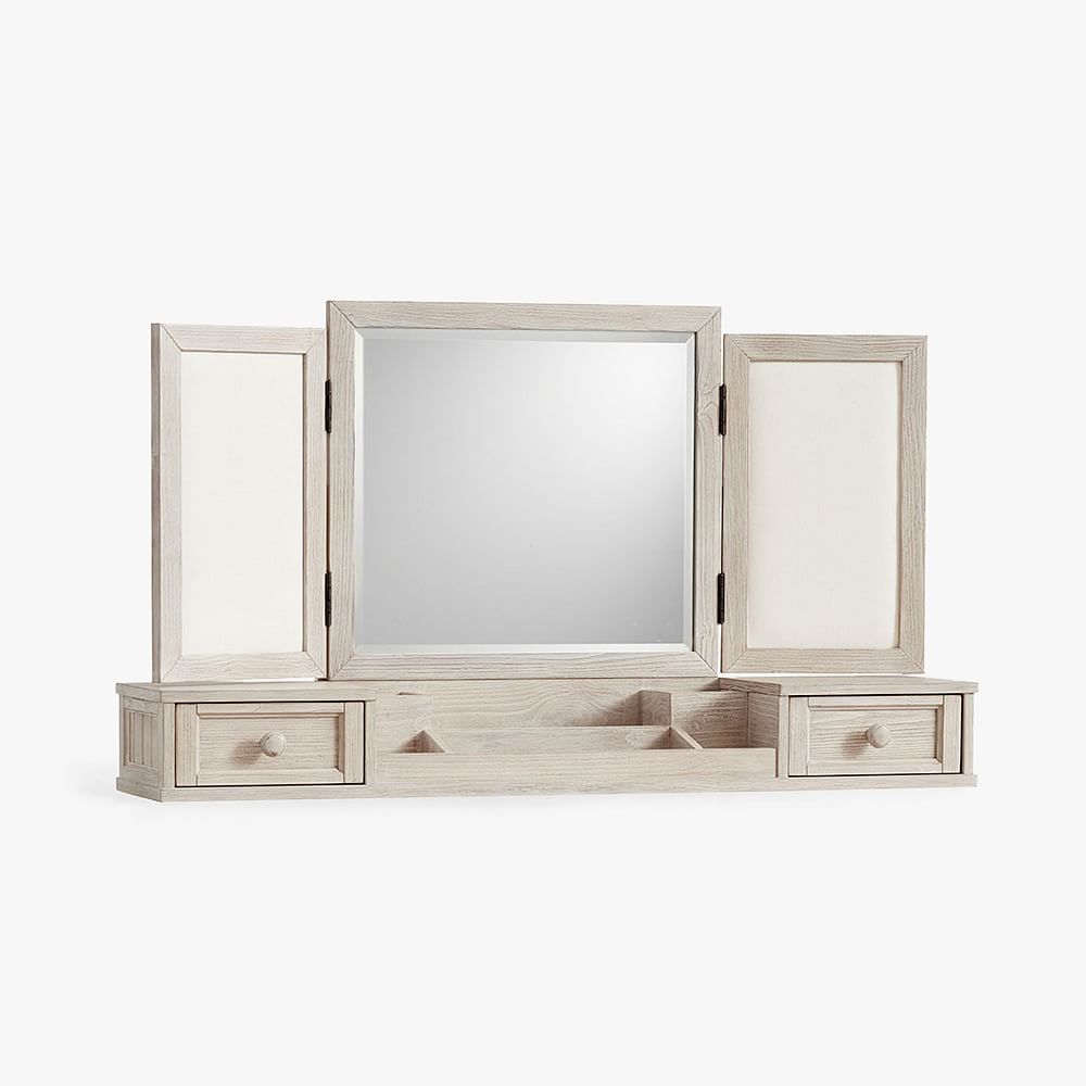 Beadboard Mirror Vanity Desk Hutch