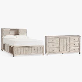 Beadboard Storage Bed &amp; 6-Drawer Dresser Set