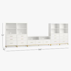 Blaire Media Double Bookcase with Drawers (160&quot;)