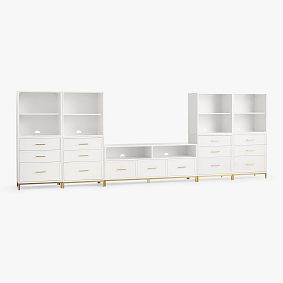 Blaire Media Double Bookcase with Drawers (160&quot;)
