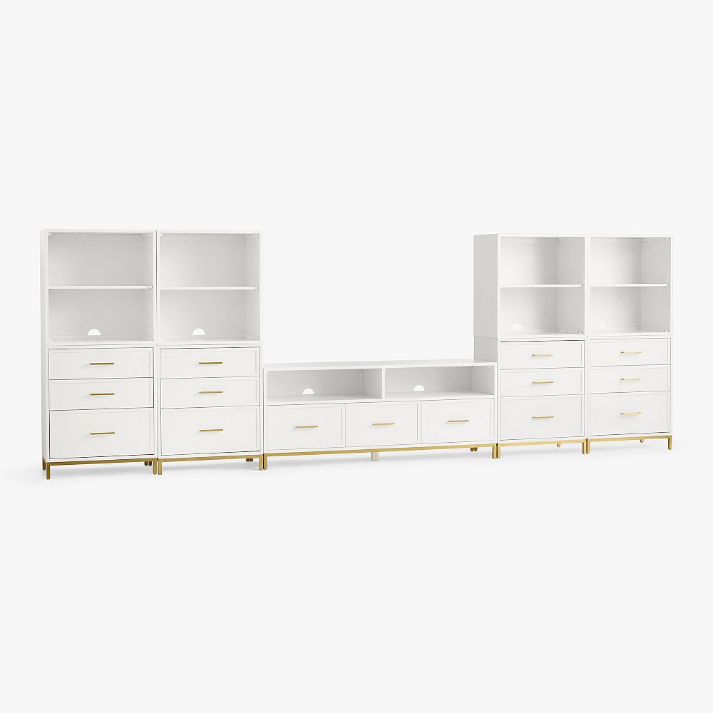 Blaire Media Double Bookcase with Drawers (160&quot;)