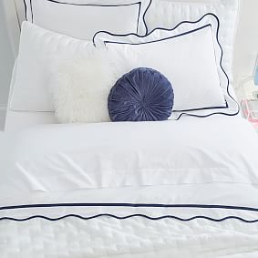 Classic Scallop Trim Organic Duvet Cover