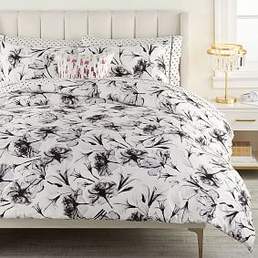 Monique Lhuillier Shadow Floral Sateen Duvet Cover