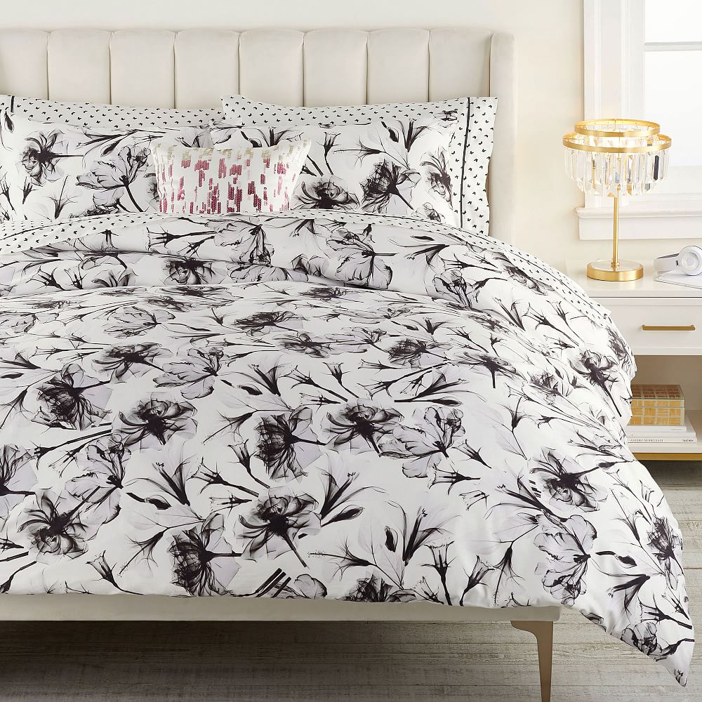 Monique Lhuillier Shadow Floral Sateen Duvet Cover