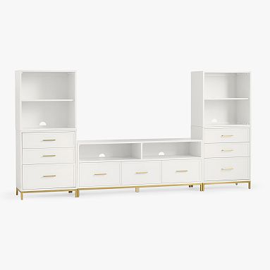 Blaire Media Tall Bookcase with Drawers (110")