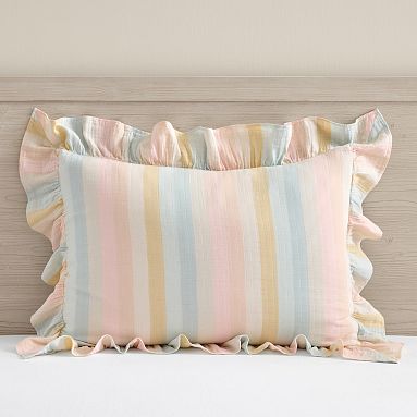 Multi Stripe Cotton Gauze Stripe Organic Standard Sham, Multi