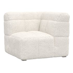 Baldwin Corner Chair, Sherpa Ivory Faux Fur