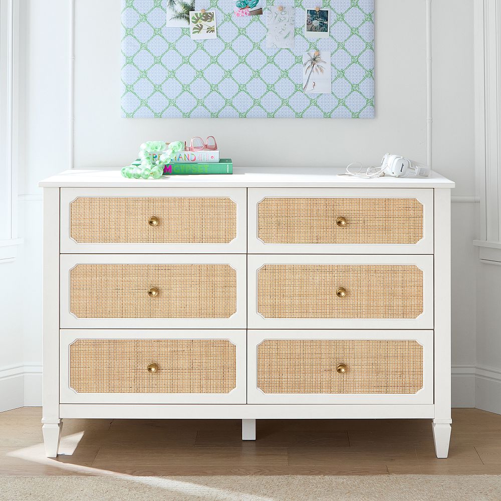 Auburn 6-Drawer Caned Dresser (51w x 21d&quot;)