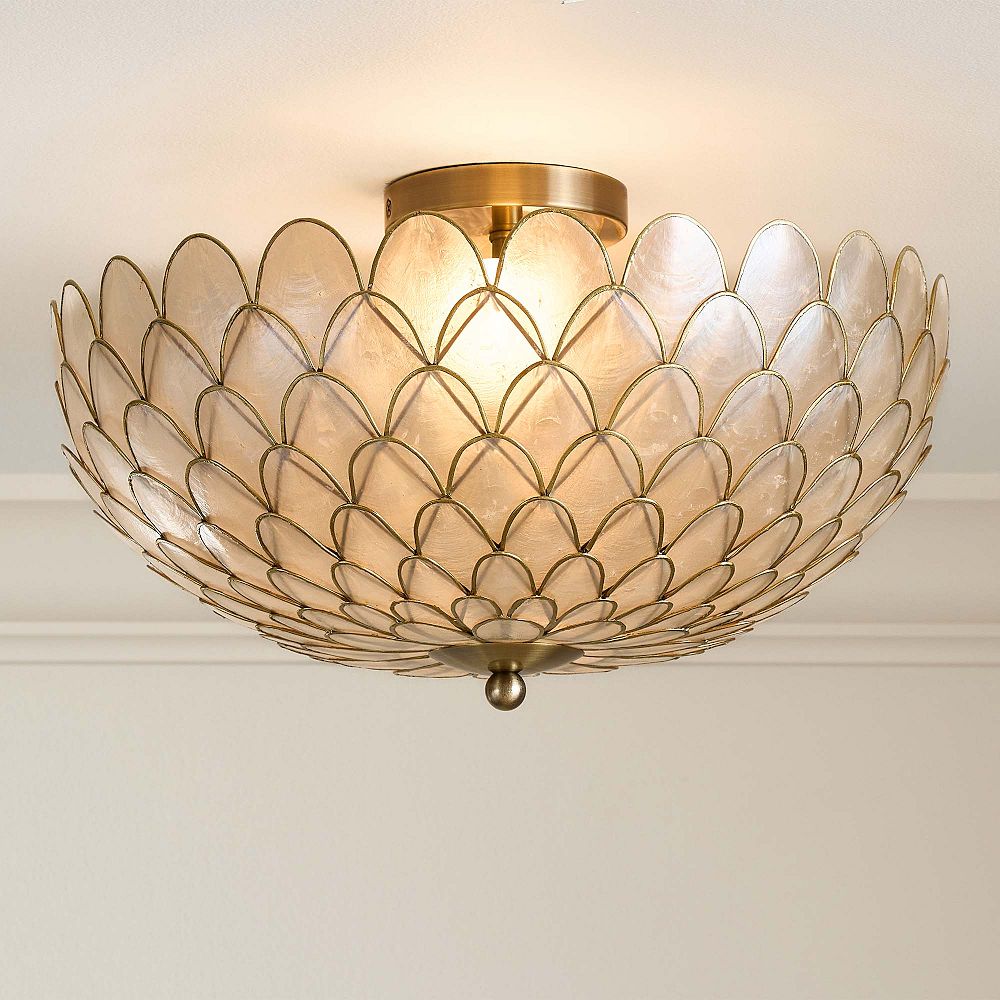 Gold Scallop Capiz Flush Mount (19&quot;)