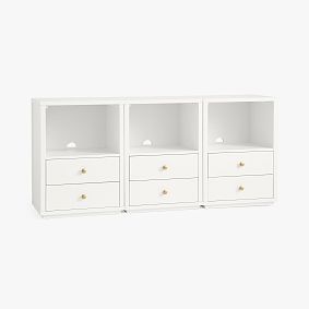 Keaton Wall System Triple Set, 3 Drawer with bases, Simply White