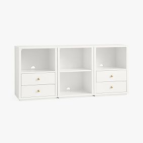 Keaton Wall System Triple Set (2 Drawer and 1 Cubby with bases), Simply White