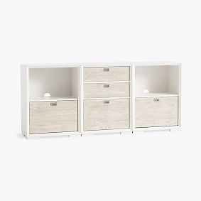 Callum Mixed Storage Cabinet, 2 One-Drawer, 1 Three-Drawer, Weathered White/Simply White