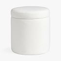 Simple Round Storage Ottoman, Everyday Velvet White
