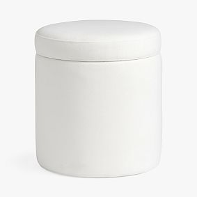 Simple Round Storage Ottoman, Everyday Velvet White