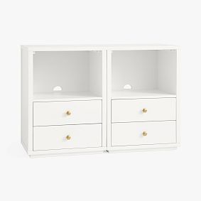 Keaton Wall System Double Set, 2 Drawer with Bases, Simply White, Parcel
