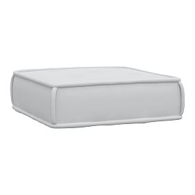 Cushy Ottoman, Lustre Velvet Silver, MTO