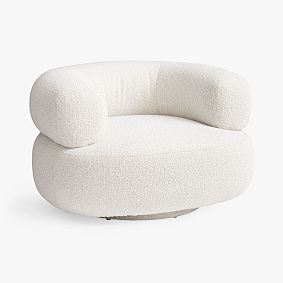 Bellamy Swivel Chair, Chunky Boucle Ivory